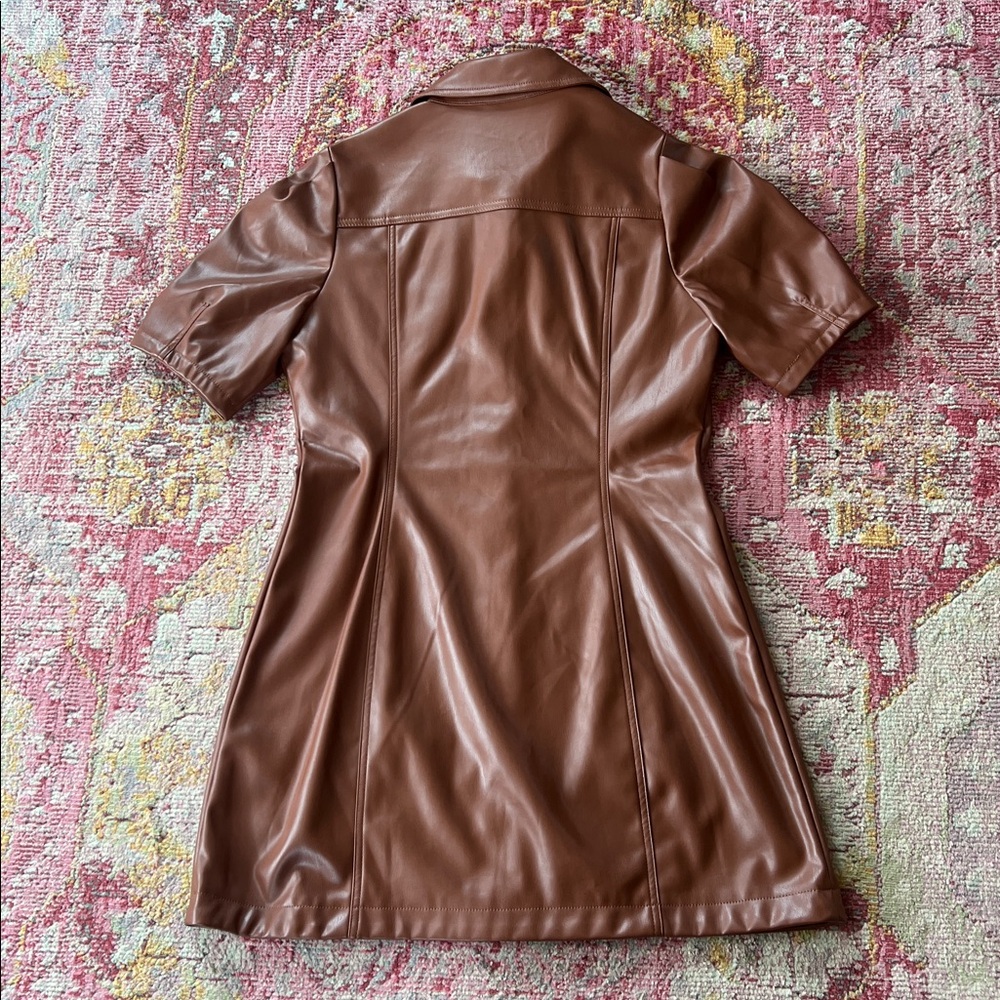 Brown Pleather Button Down Dress - image 3